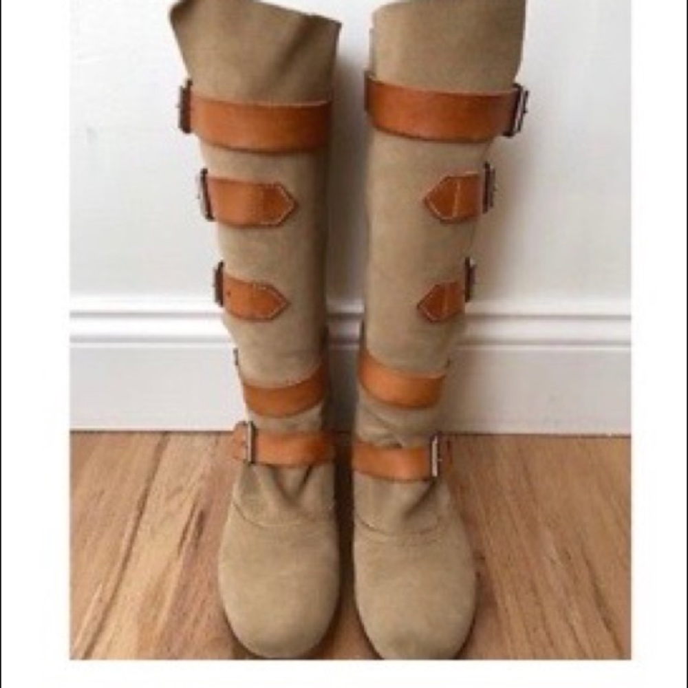 Vivienne Westwood Suede Buckle Flat Pirate Boots